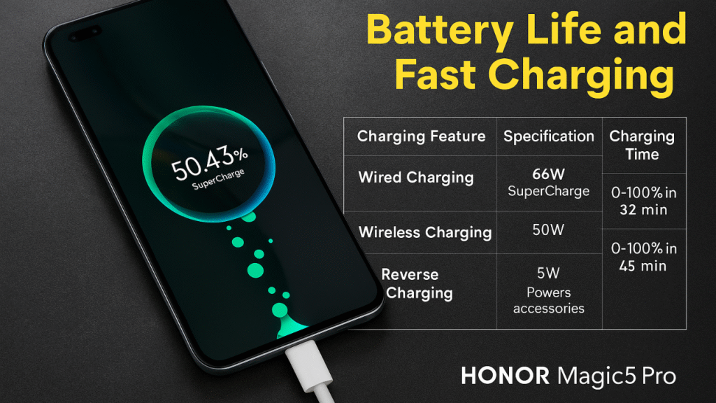 Battery Life and Fast Charging Technology
geekzilla. tech Honor Magic 5 Pro